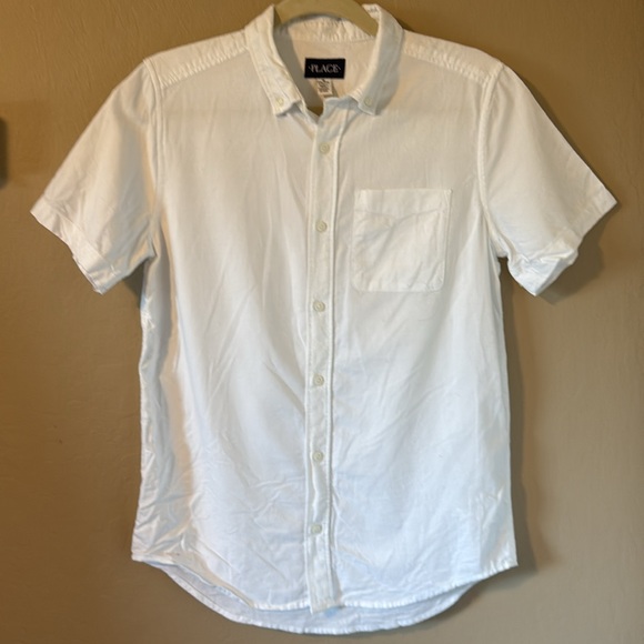 Place Boys White Cotton Short Sleeve Button Down Shirt Size 16 XXL - Picture 7 of 13